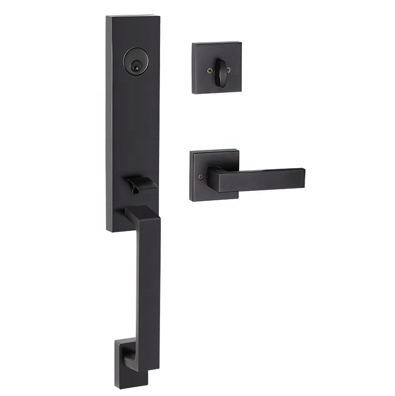 Luxury matt black satin nickel Mexico Chile market cerradura de manija manual gate lock fancy grip handle door lock