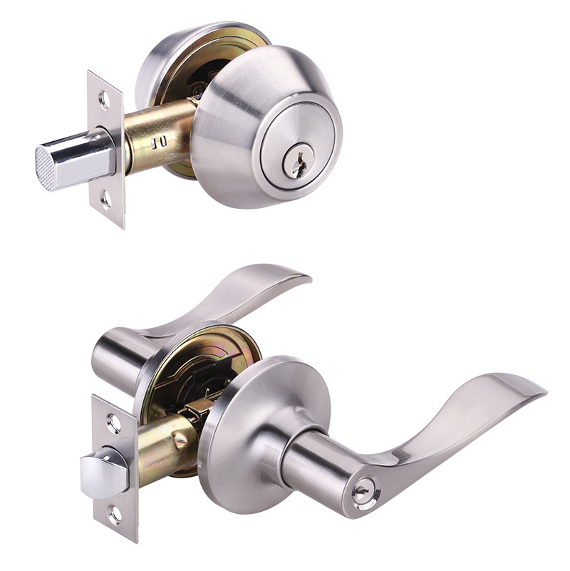 Hot sales Tubular knob lock with deadbolt lock key entry entrance home security satin stainless steel combo door lock set