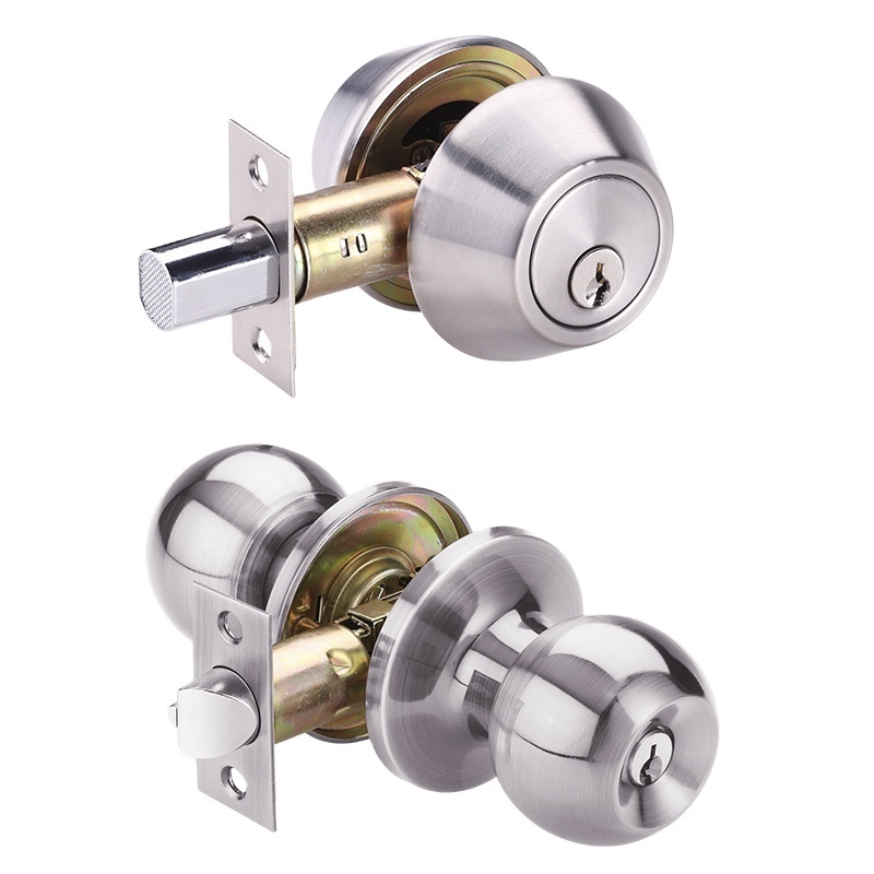 Hot sales Tubular knob lock with deadbolt lock key entry entrance home security satin stainless steel combo door lock set