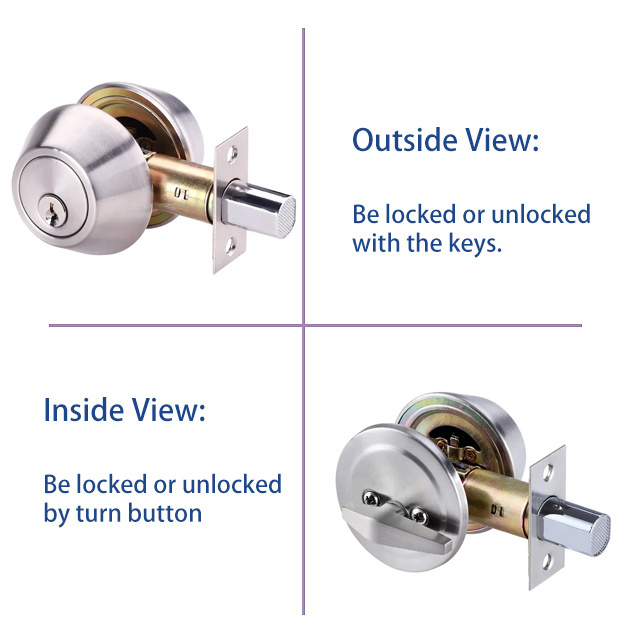 Good price door Dead Bolt Lockset Door Dead Lock Key Deadbolt Cylinder Lock Stainless Steel Single Cylinder Double Deadbolt Lock