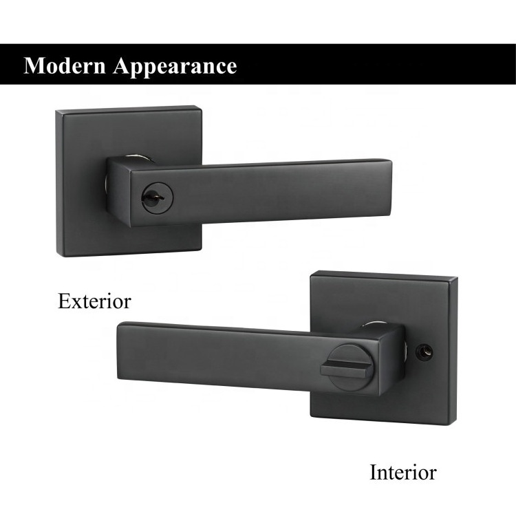 Heavy Duty Privacy Door Handle Interior Lever Lock Square 3 Lever door Handle Bedroom/Bathroom Tubular Lever Door Lock set