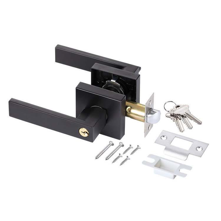 ANSI Grade 3 heavy duty exterior interior  matte black entrance door tubular lever handle lock