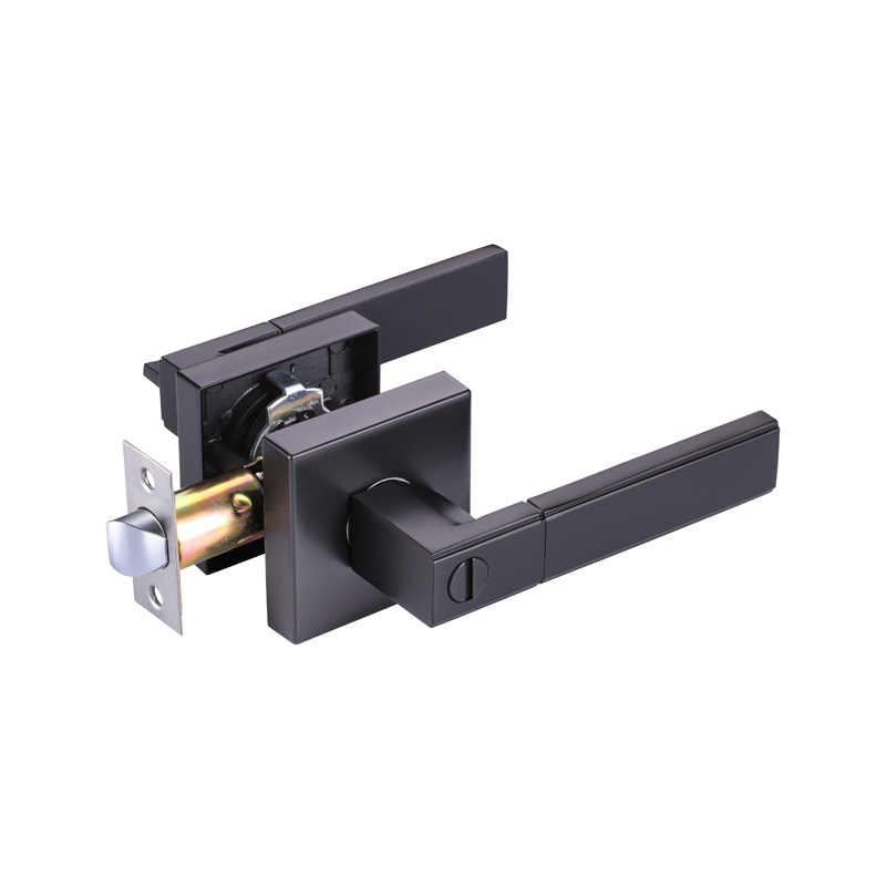 Matt Black Stain Chrome Front Door Lock Keyless Entry Door Lock Privacy Bathroom Door Handle Lever Lock