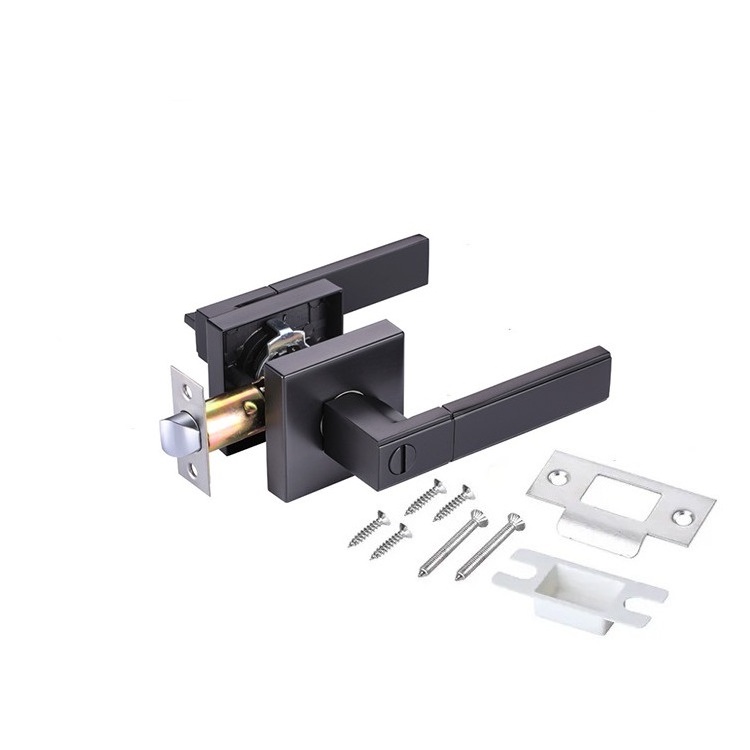 Matt Black Stain Chrome Front Door Lock Keyless Entry Door Lock Privacy Bathroom Door Handle Lever Lock