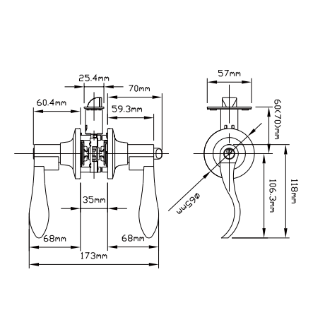 North America Tubular Leverset Passage Door Handle Lock Interior Lever Lock Door Handle