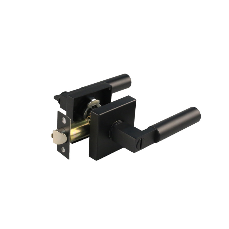 cerradura de puerta dummy lock Interior Square 3 Lever Matt Black Door Handle Lock for Bedroom