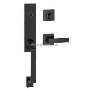 ORB deadbolt front door matte black entrance door handle square handle lock grip set exterior keyed entry main door lock set