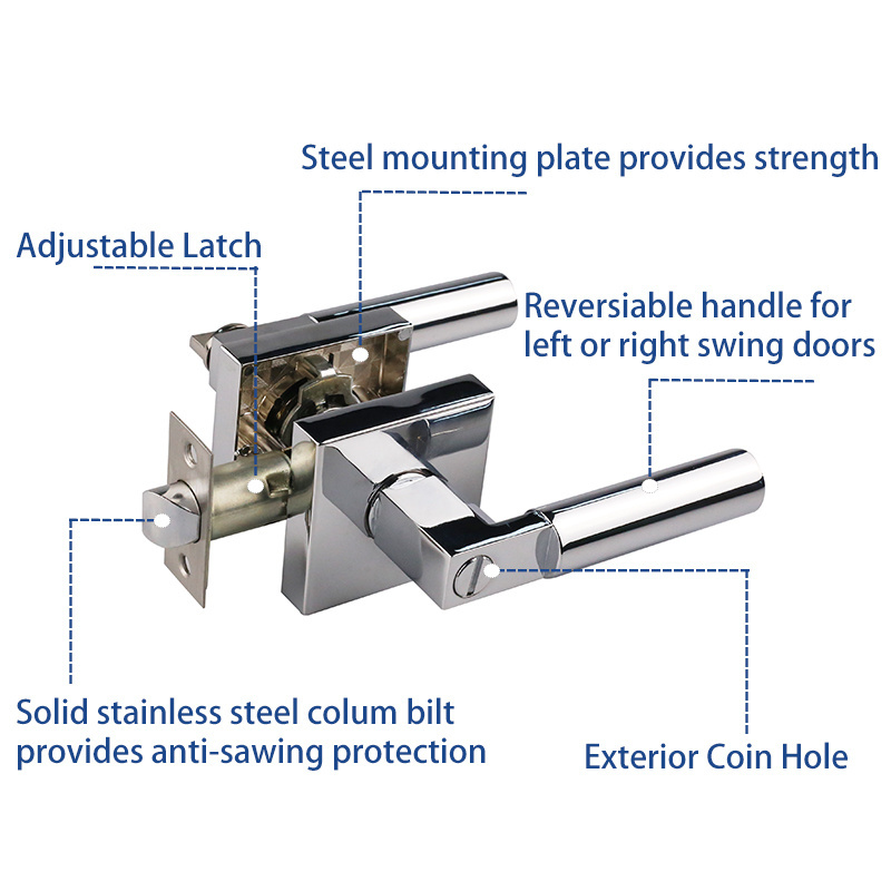 Multipoint Door Locks Bathroom Privacy Keyless Door Handle Lever Lock Zinc Alloy Door Lock