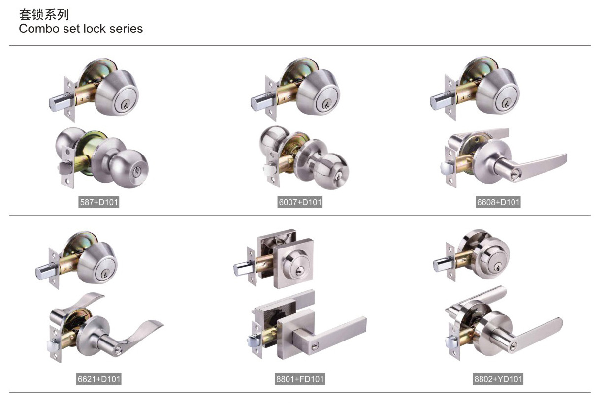 Zinc Alloy Deadbolt Combination Of Heavy Duty Handle Door Lock Lever Set For Entrance Bathroom