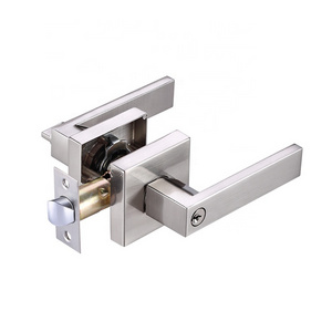 Modern Simple Design Zinc Alloy Cast Sliver Square Lever Bedroom Door Handle Interior Door Handle Lock