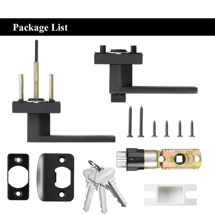 Modern Zinc Alloy Security Square 3 Tubular Lever Lock Privacy Door Handle Lock Set Bedroom Bathroom Door Lock