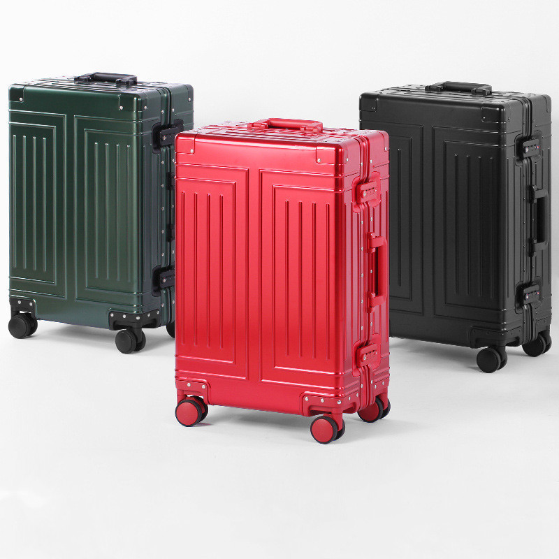 1New style all aluminum magnesium alloy luggage large capacity aluminum frame pure metal suitcase password case