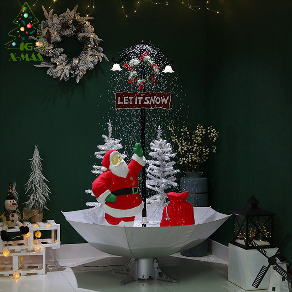 KG Xmas Factory Navidad 170CM Snowman Lighted Music Electric Snowing With Umbrella Base Artificial Tree Christmas Snowing Tree