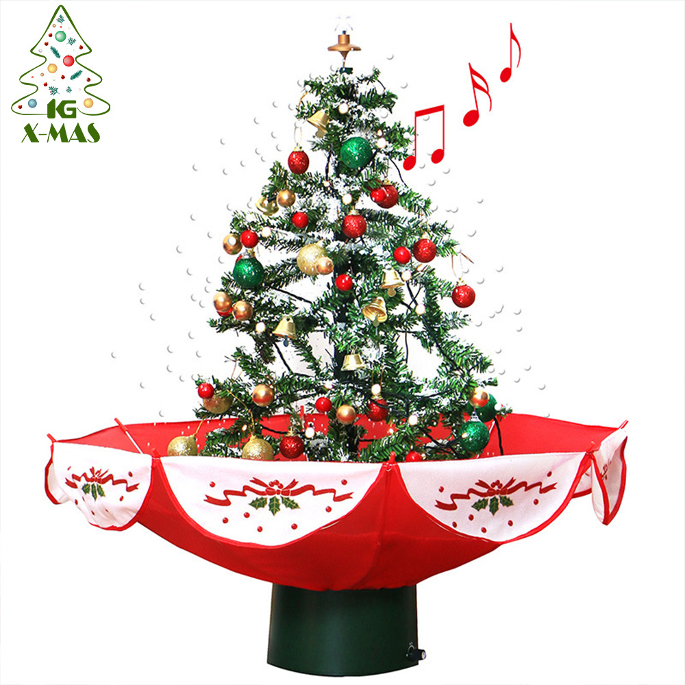 KG Xmas Custom Navidad High Quality 75CM Musical Snowing Lighting Artificial Christmas Tree Snow Blowing Tree With Umbrella Base