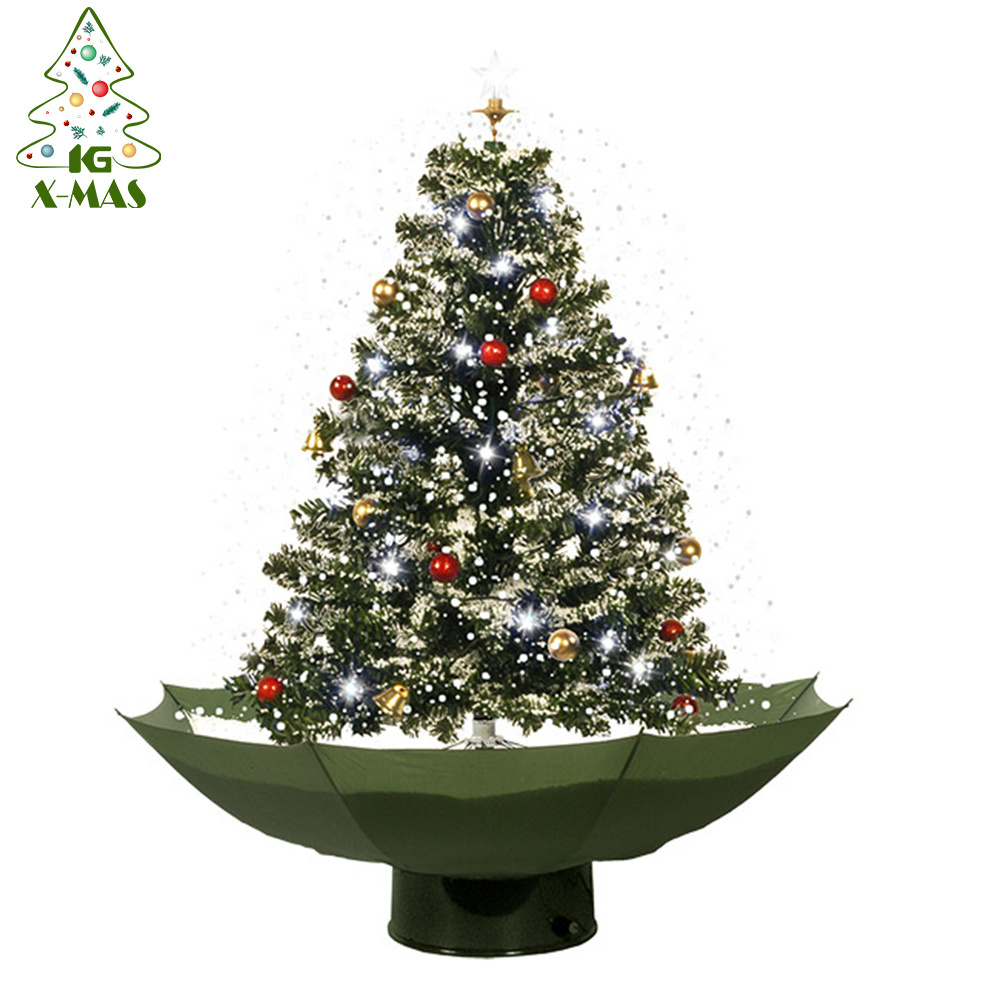 KG Xmas 2023 New Designs Decoracao Arvores 140CM PVC Snowing Musical Umbrella Base Artificial Tree Christmas Tree With Lights