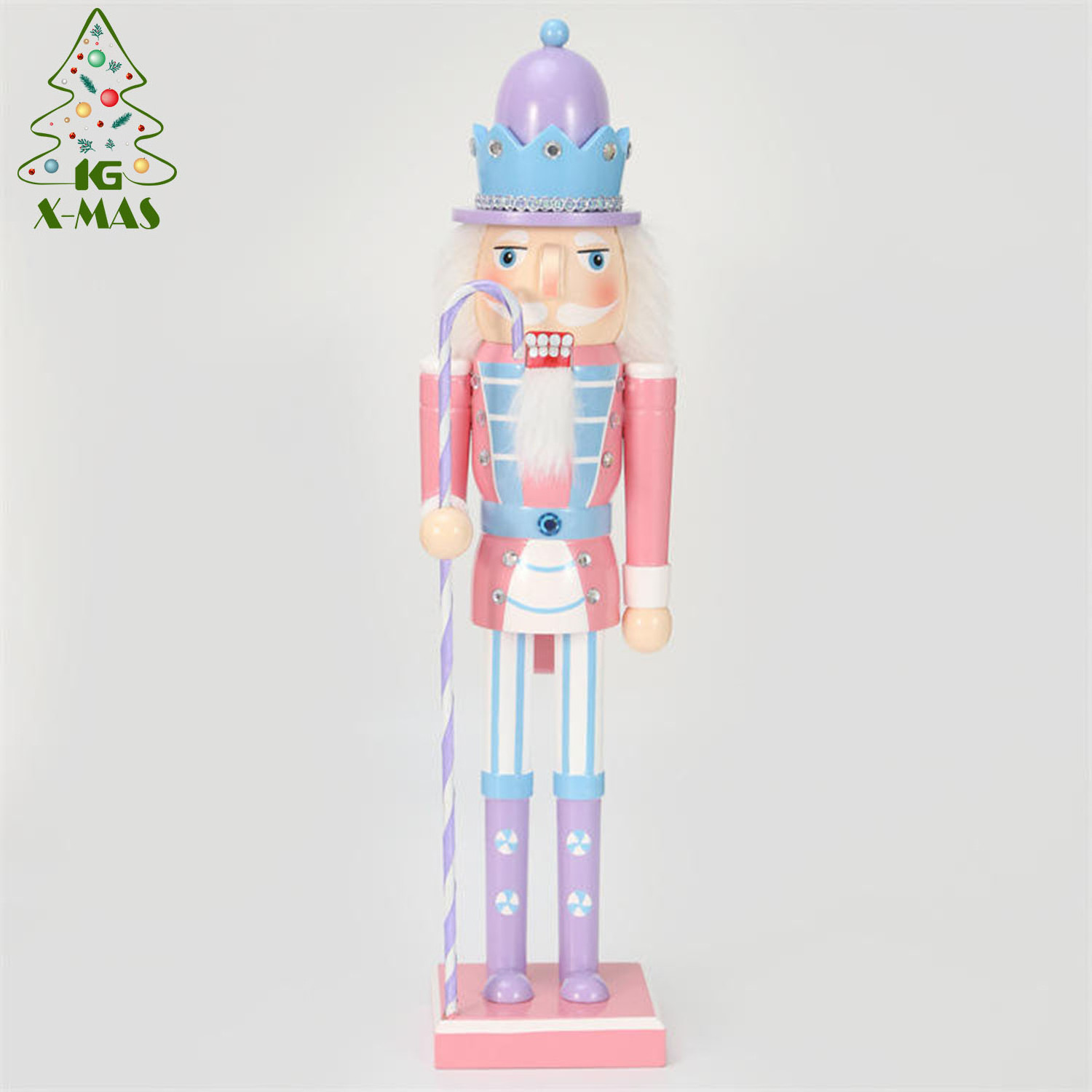 KG Xmas Crafts New Arrival Navidad Cascanueces 38cm Pink Candy Style Wooden Table Decoration Solider Nutcracker Ornaments