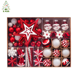 KG Xmas Supplier Bolas De Navidad Red 80pcs Multi-Shaped Mixed Eco Friendly Christmas Tree Balls Ornaments Christmas Baubles