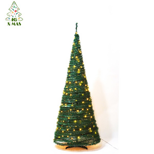 KG Xmas Arbol De Navidad 5ft 6ft 7ft PVC Material Pop Up Christmas Tree Quick Set Collapsible Christmas Tree With Light