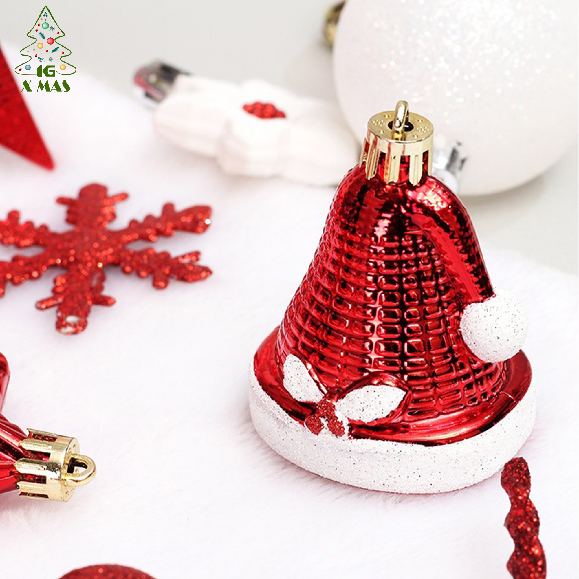 KG Xmas Supplier Bolas De Navidad Red 80pcs Multi-Shaped Mixed Eco Friendly Christmas Tree Balls Ornaments Christmas Baubles