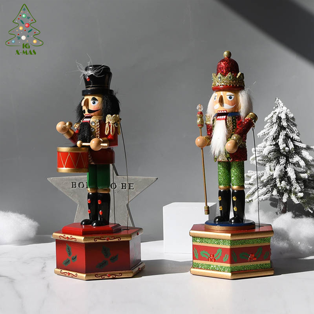 KG Xmas Fast Dispatch Noel Navidad Cascanueces 36cm 14inch Music Painting Christmas Crafts Christmas Soldier Wooden Nutcrackers