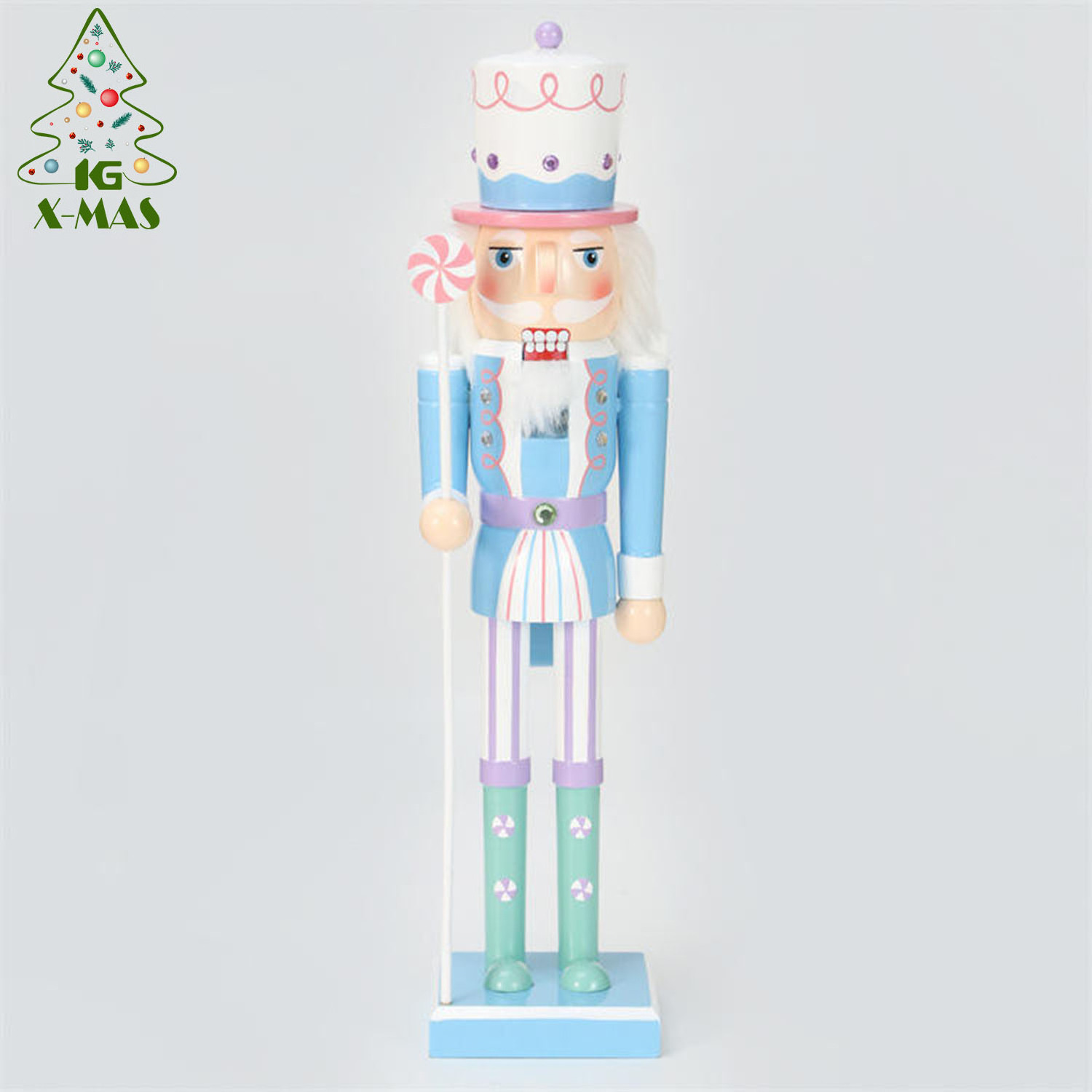 KG Xmas Crafts New Arrival Navidad Cascanueces 38cm Pink Candy Style Wooden Table Decoration Solider Nutcracker Ornaments