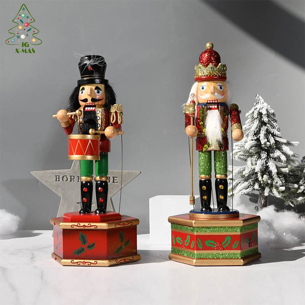 KG Xmas Fast Dispatch Noel Navidad Cascanueces 36cm 14inch Music Painting Christmas Crafts Christmas Soldier Wooden Nutcrackers