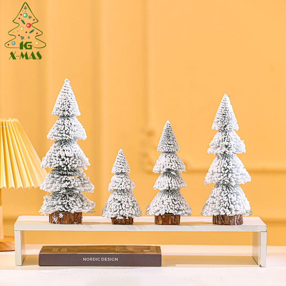 KG Xmas Hot Sale Wholesale Arbol De Navidad Small Flocking Flocked Snowing PE Mini Christmas Tree Artificial Christmas Tree