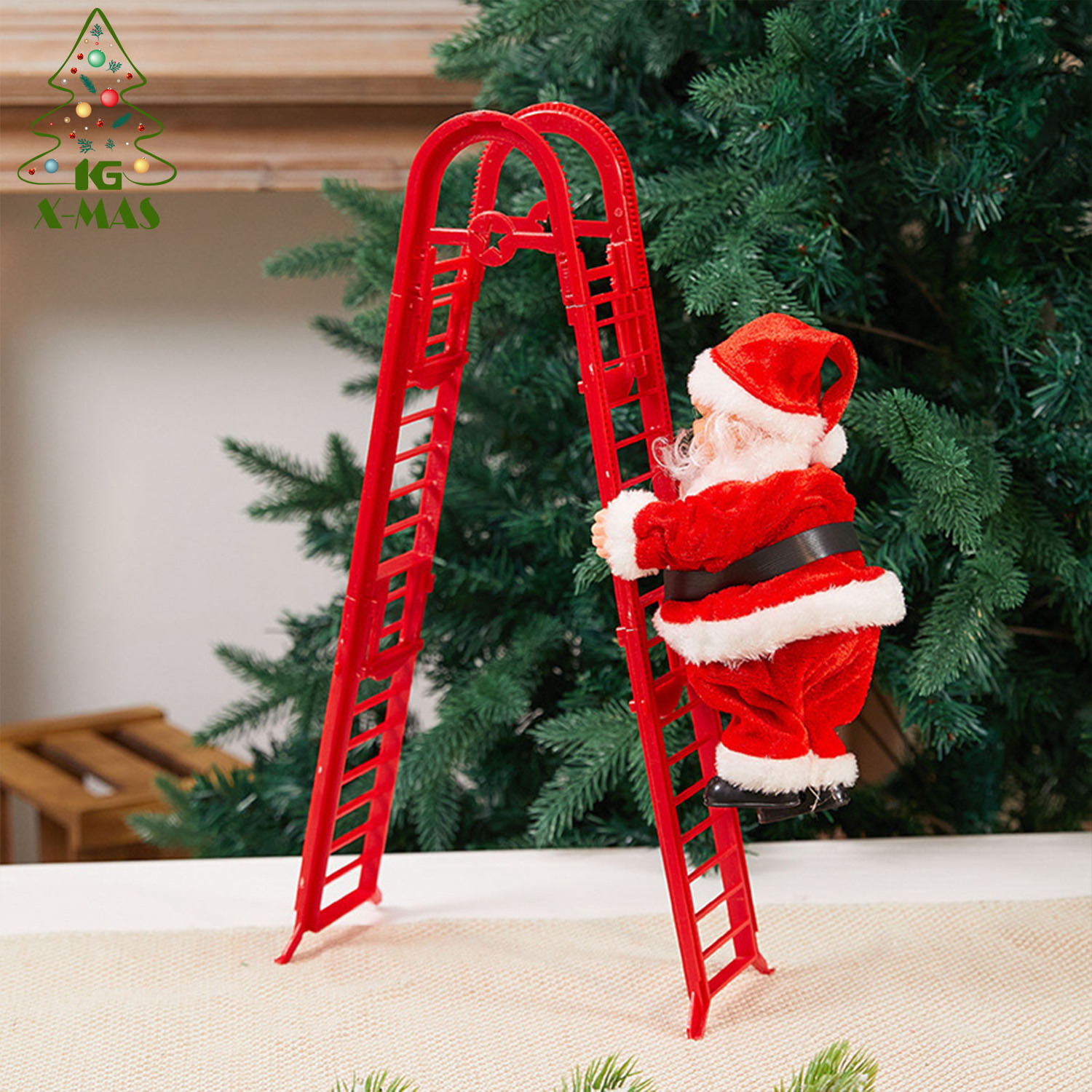 KG Xmas Decorations Multi Design Adorno De Navidad Musical Electric Climbing Ladder Christmas Doll Gifts Santa Claus