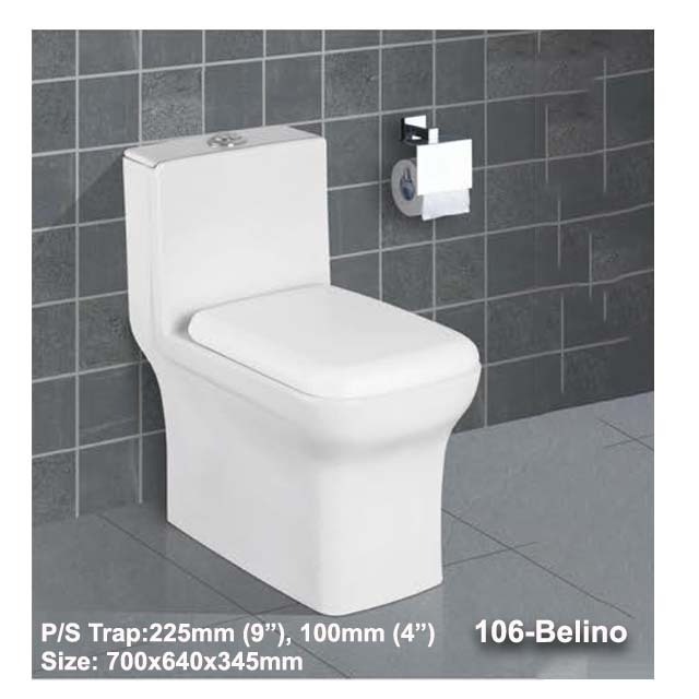 High Quality Middle East One Piece WC Toilet Seat Belino -106 Ceramic White Bathroom Toilet Seat Home Hotel