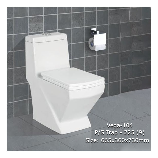 Modern Vega-14 White One Piece Ceramic WC Toilet with Bowl S-Trap Drainage Pattern Bathroom Sanitaryware Bidet Toilet Seat