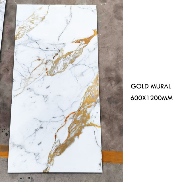 Hot Sale Modern Design 60x60 60x1200 Size Glossy Ceramic Tile Standard White Marble Porcelain for Floor Interior Use Gold Mural