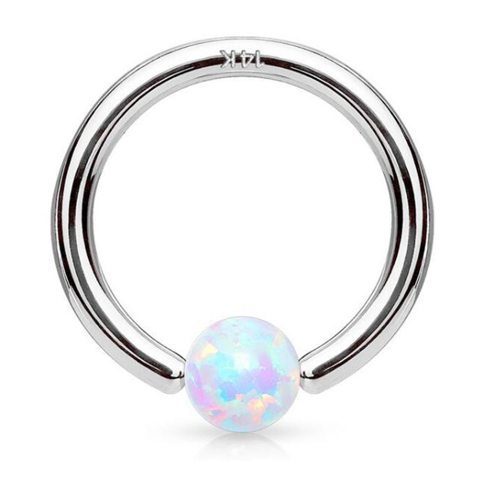 2022 New Arrival 14K Gold Body Jewelry 4mm Opal Ball 14G CBR Hoop Ring Belly Button Male Nipple Rings