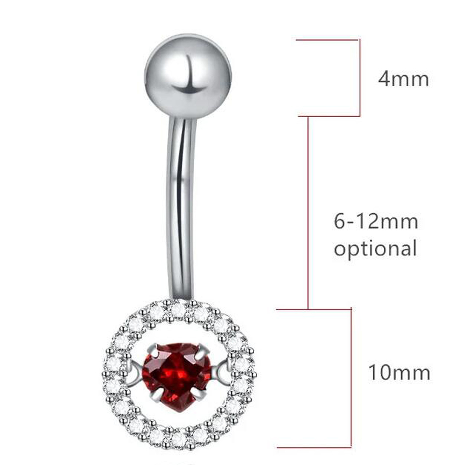 Dancing Ruby Diamond Belly Button Ring In Solid 18k Gold Piercing Body Jewelry