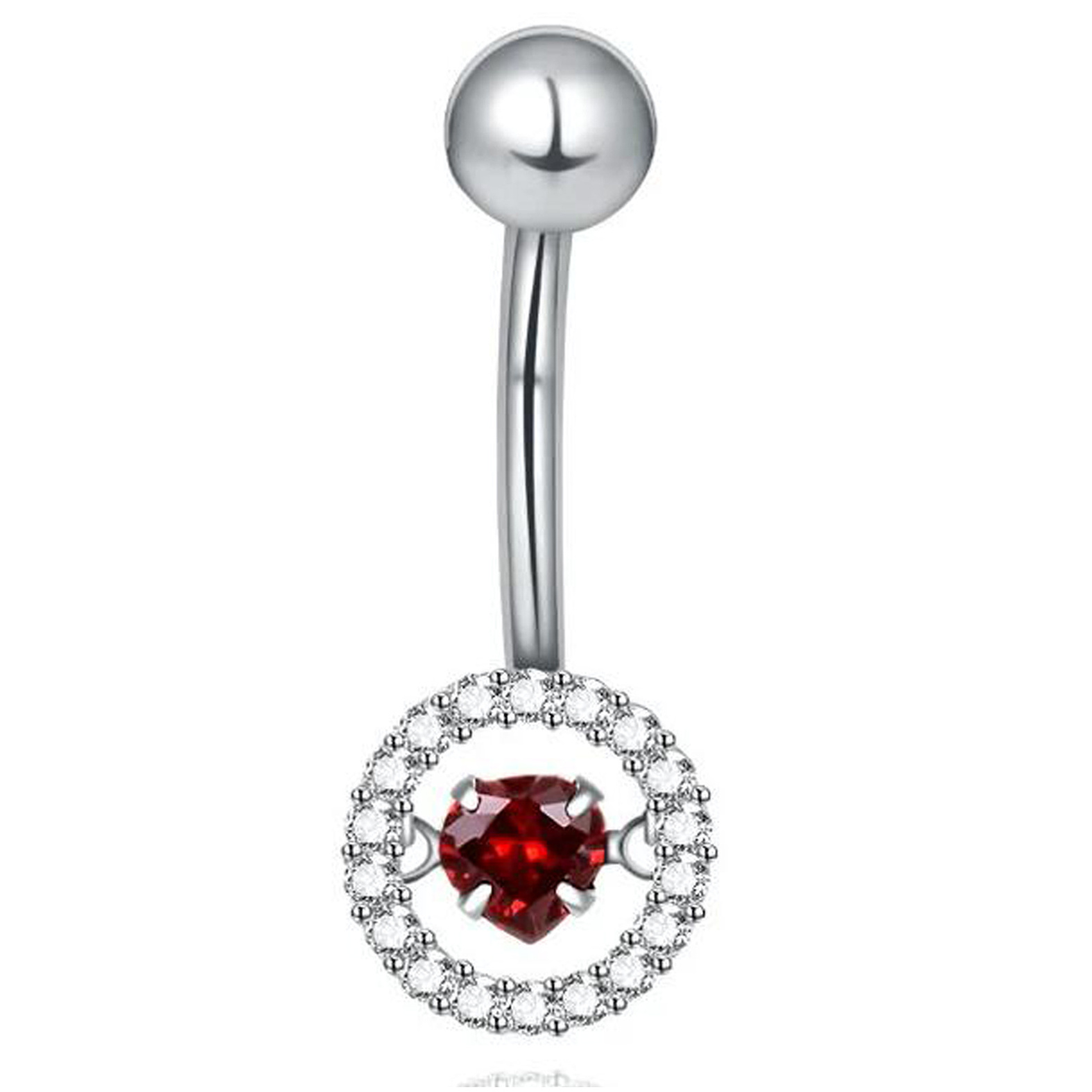 Dancing Ruby Diamond Belly Button Ring In Solid 18k Gold Piercing Body Jewelry