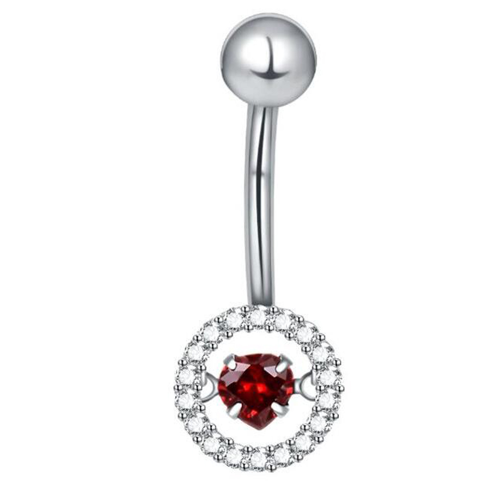 Dancing Ruby Diamond Belly Button Ring In Solid 18k Gold Piercing Body Jewelry