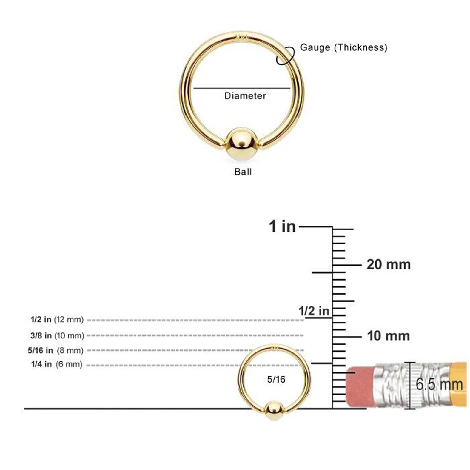 Nipple Ring Piercing Jewelry 14K Gold Hoop Cartilage Nose Eyebrow Lips