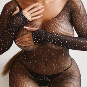 Hot Sale Pornographie Transparent Ladies Crotchless Body Transparencia Diamond Fishnet Bodystocking