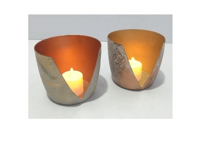 Gold Copper Metal Glass Votive for Candle Holder Tealight Tabletop Home Wedding Gift Decoration