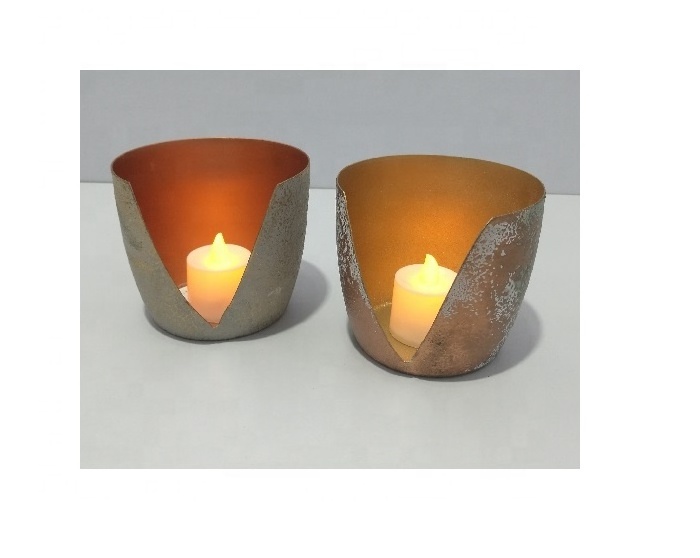 Gold Copper Metal Glass Votive for Candle Holder Tealight Tabletop Home Wedding Gift Decoration