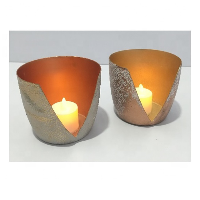 Golden Votive For Candle Holder Tealight Decorative For Home Wedding Gift Decoration Made With Copper Metal Glass