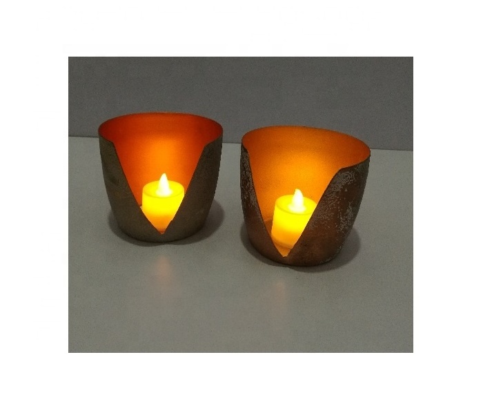 Golden Votive For Candle Holder Tealight Decorative For Home Wedding Gift Decoration Made With Copper Metal Glass