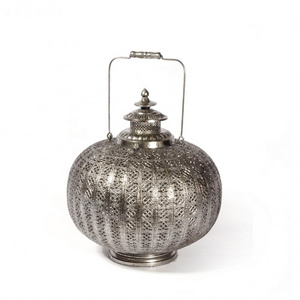 Silver Metal Vintage Moroccan Round Lantern Candle Holder Wholesale Indian Suppliers High Quality Made of Pure Metal