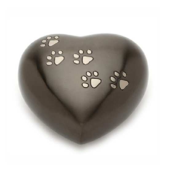 Heart Shape Keepsake Urns Print Memorial Ashes Urn Metal Cremation Urn Customized Color Standard / Customized Size with Paw