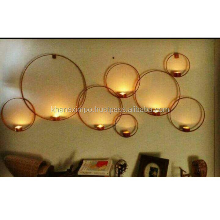 New Multi Circle Wall Hanging Iron Candle Tea Light Votive Holder