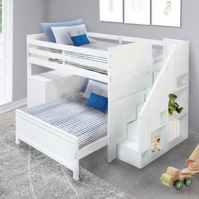 Bunk Bed Adult Twin Over Full Bed Wooden Hardwood For 2-3 People Modern For Sale Kids Bedroom Sets From Vietnam Manufacturer