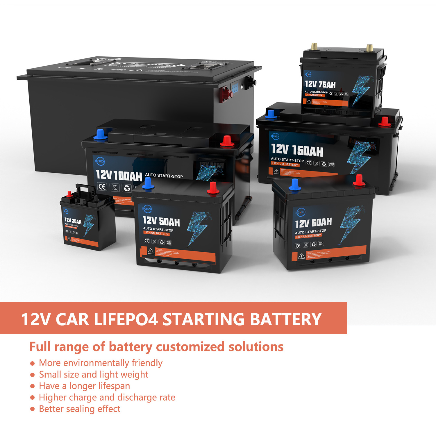 Wholesale Car Batteries 12V 24V 60Ah 75Ah 100Ah Lifepo4 Truck Vehicle Box Home Energy Storage Pack Auto Batteries