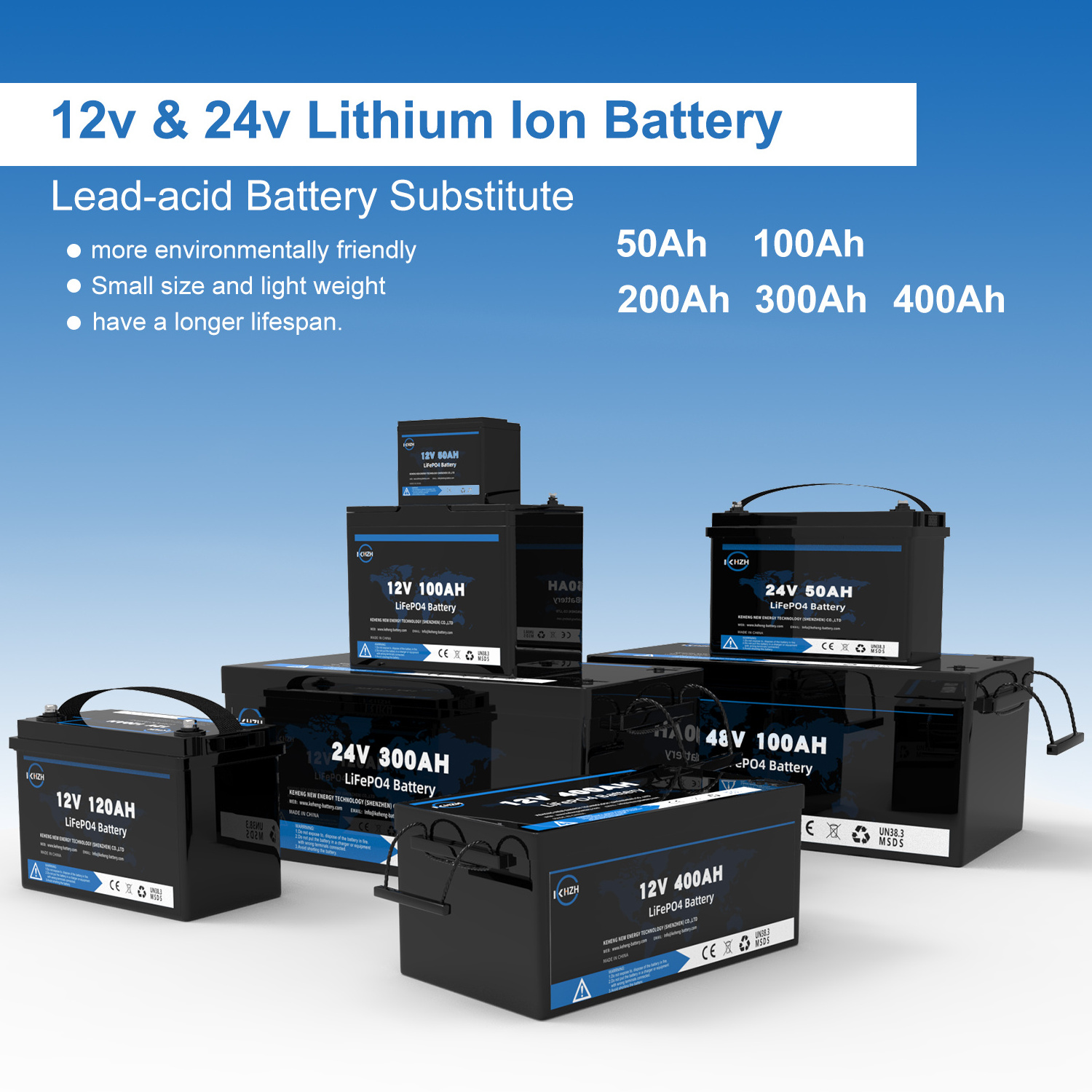 Best Selling 24V Energy Storage Battery 12V 48V 51.2v 50Ah 100Ah 200Ah 300Ah 400Ah Lithium Iron LifePo4 Battery With BMS