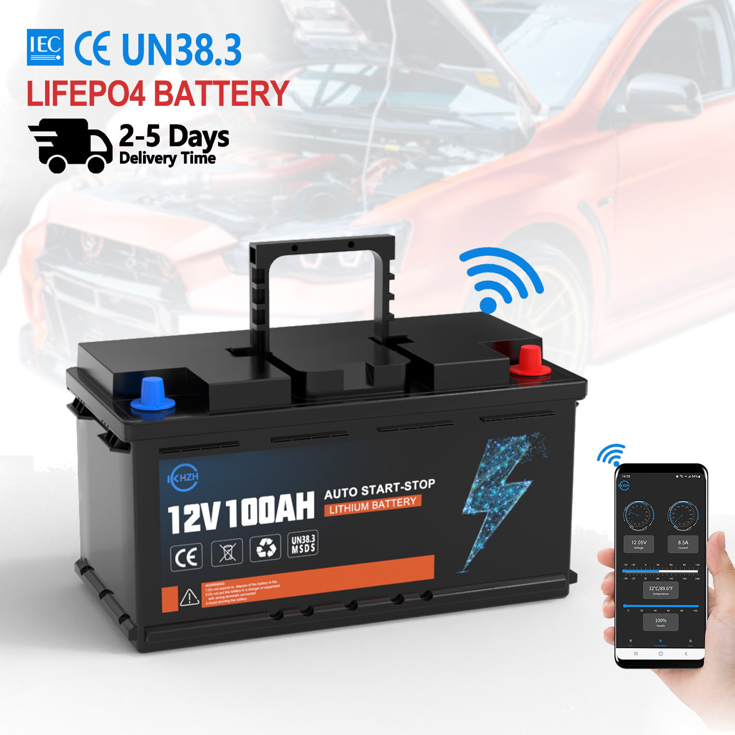 Wholesale Car Batteries 12V 24V 60Ah 75Ah 100Ah Lifepo4 Truck Vehicle Box Home Energy Storage Pack Auto Batteries