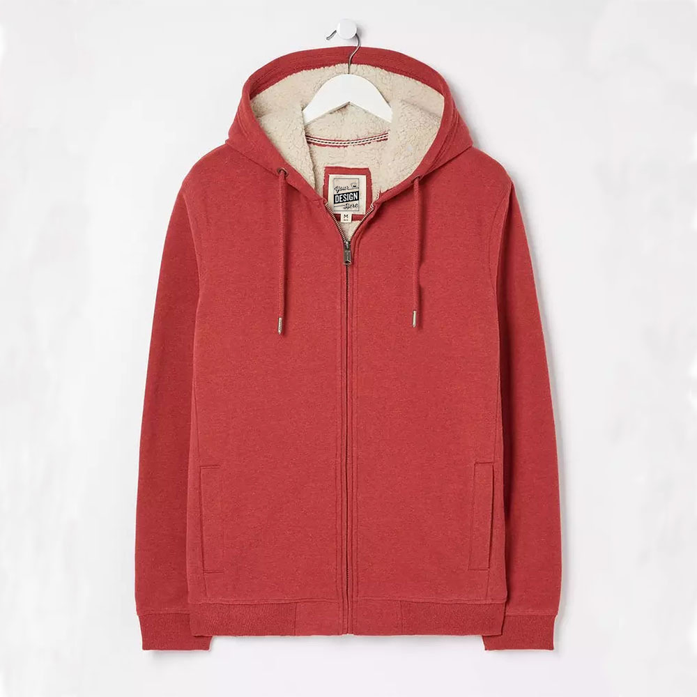 Wholesale custom logo functional oversized zip fleece lined hoodie with different color thick fleece hoodie for men