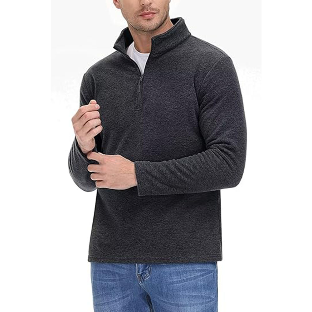 Custom Mock Neck Men's Pullover Sports Polo 1/4 Zip up Fleece Sweatshirt Casual Long Sleeve Running Athletic Workout Coat Hooded